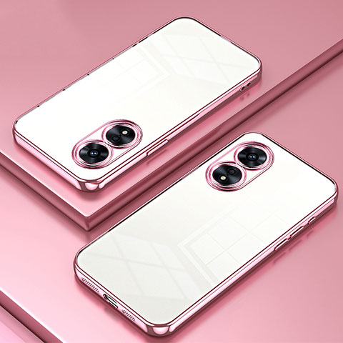 Oppo A97 5G用極薄ソフトケース シリコンケース 耐衝撃 全面保護 クリア透明 SY1 Oppo ローズゴールド