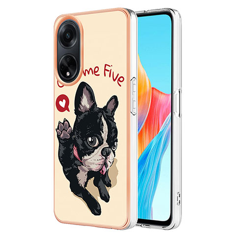 Oppo A98 5G用シリコンケース ソフトタッチラバー バタフライ パターン カバー YB2 Oppo カーキ色