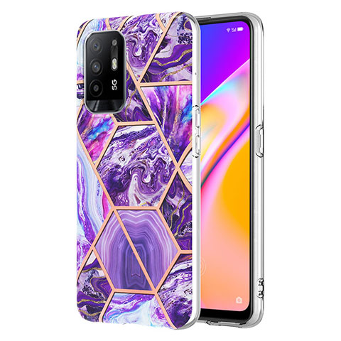 Oppo F19 Pro+ Plus 5G用シリコンケース ソフトタッチラバー バタフライ パターン カバー Y01B Oppo パープル