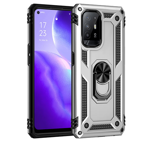 Oppo F19 Pro+ Plus 5G用ハイブリットバンパーケース プラスチック アンド指輪 マグネット式 MQ4 Oppo シルバー