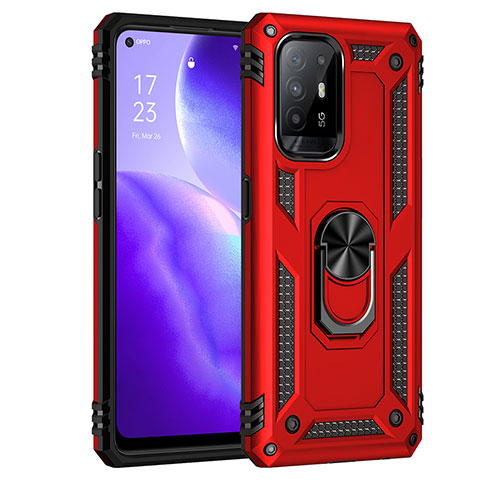 Oppo F19 Pro+ Plus 5G用ハイブリットバンパーケース プラスチック アンド指輪 マグネット式 MQ4 Oppo レッド