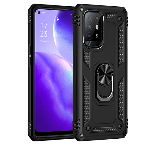 Oppo F19 Pro+ Plus 5G用ハイブリットバンパーケース プラスチック アンド指輪 マグネット式 MQ4 Oppo ブラック