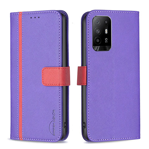 Oppo F19 Pro+ Plus 5G用手帳型 レザーケース スタンド カバー B13F Oppo パープル