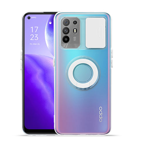 Oppo F19 Pro+ Plus 5G用極薄ソフトケース シリコンケース 耐衝撃 全面保護 クリア透明 スタンド Oppo ホワイト