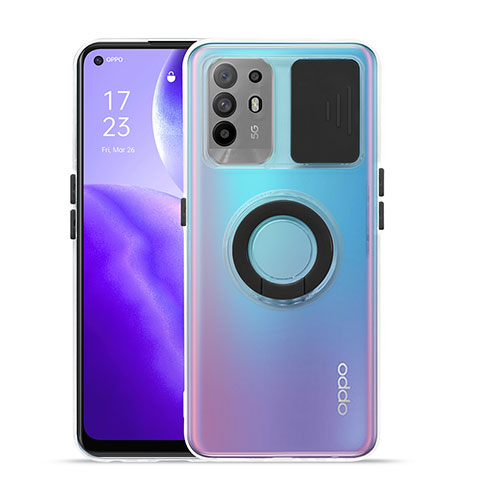 Oppo F19 Pro+ Plus 5G用極薄ソフトケース シリコンケース 耐衝撃 全面保護 クリア透明 スタンド Oppo ブラック