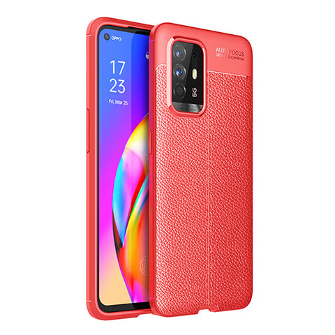 Oppo F19 Pro+ Plus 5G用シリコンケース ソフトタッチラバー レザー柄 カバー Oppo レッド