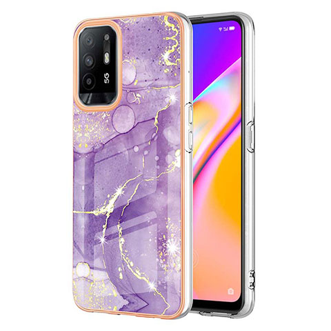 Oppo F19 Pro+ Plus 5G用シリコンケース ソフトタッチラバー バタフライ パターン カバー Y05B Oppo パープル