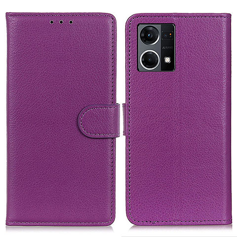 Oppo F21 Pro 4G用手帳型 レザーケース スタンド カバー A03D Oppo パープル