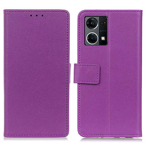 Oppo F21 Pro 4G用手帳型 レザーケース スタンド カバー M08L Oppo パープル