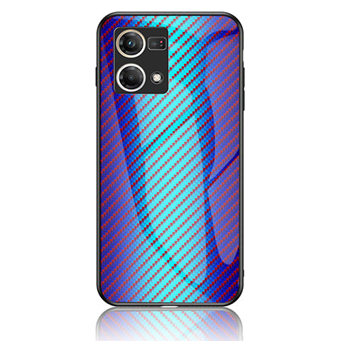 Oppo F21 Pro 4G用ハイブリットバンパーケース プラスチック 鏡面 虹 グラデーション 勾配色 カバー LS2 Oppo ネイビー