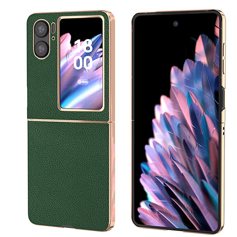 Oppo Find N2 Flip 5G用ハイブリットバンパーケース 高級感 手触り良いレザー柄 兼プラスチック BH1 Oppo グリーン