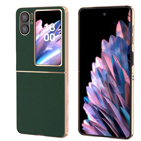 Oppo Find N2 Flip 5G用ハイブリットバンパーケース 高級感 手触り良いレザー柄 兼プラスチック BH5 Oppo グリーン