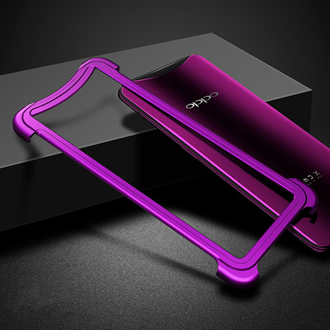 Oppo Find X Super Flash Edition用ケース 高級感 手触り良い アルミメタル 製の金属製 バンパー Oppo パープル