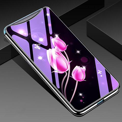 Oppo Find X Super Flash Edition用ハイブリットバンパーケース プラスチック 鏡面 花 カバー Oppo ピンク