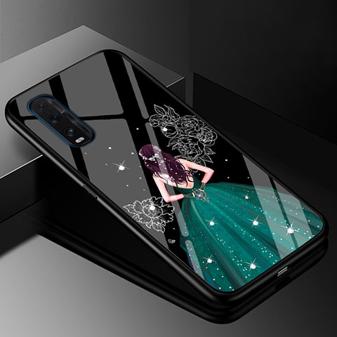 Oppo Find X2用ハイブリットバンパーケース プラスチック ドレスガール ドレス少女 鏡面 カバー Oppo グリーン