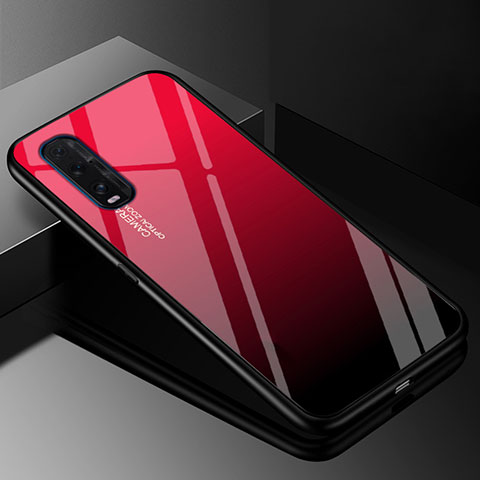 Oppo Find X2用ハイブリットバンパーケース プラスチック 鏡面 虹 グラデーション 勾配色 カバー H01 Oppo レッド・ブラック