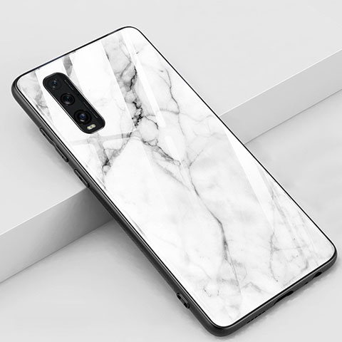 Oppo Find X2用ハイブリットバンパーケース プラスチック パターン 鏡面 カバー Oppo ホワイト