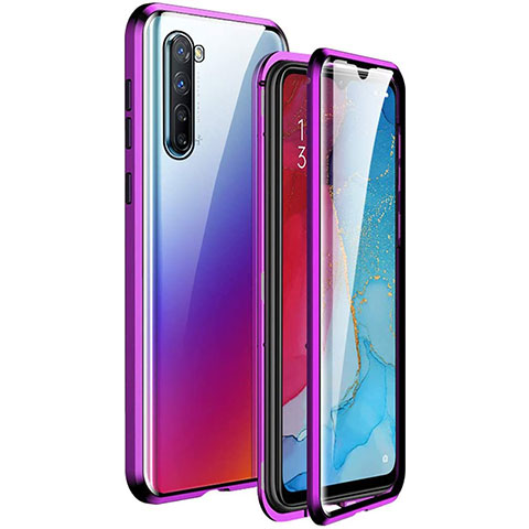 Oppo Find X2 Lite用ケース 高級感 手触り良い アルミメタル 製の金属製 360度 フルカバーバンパー 鏡面 カバー M06 Oppo パープル