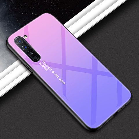 Oppo Find X2 Lite用ハイブリットバンパーケース プラスチック パターン 鏡面 カバー Oppo パープル