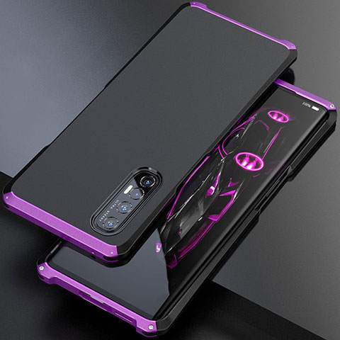 Oppo Find X2 Neo用ケース 高級感 手触り良い アルミメタル 製の金属製 カバー Oppo パープル