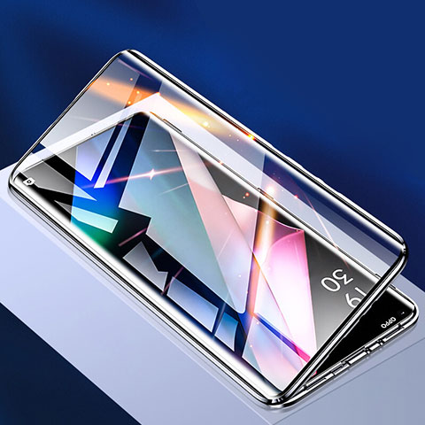 Oppo Find X3 Pro 5G用ケース 高級感 手触り良い アルミメタル 製の金属製 360度 フルカバーバンパー 鏡面 カバー P01 Oppo ブラック