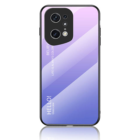 Oppo Find X5 Pro 5G用ハイブリットバンパーケース プラスチック 鏡面 虹 グラデーション 勾配色 カバー LS1 Oppo ラベンダー