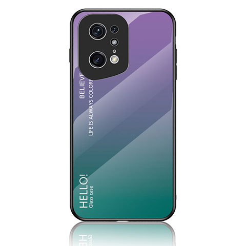 Oppo Find X5 Pro 5G用ハイブリットバンパーケース プラスチック 鏡面 虹 グラデーション 勾配色 カバー LS1 Oppo マルチカラー