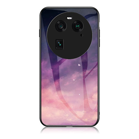 Oppo Find X6 Pro 5G用ハイブリットバンパーケース プラスチック パターン 鏡面 カバー LS1 Oppo パープル