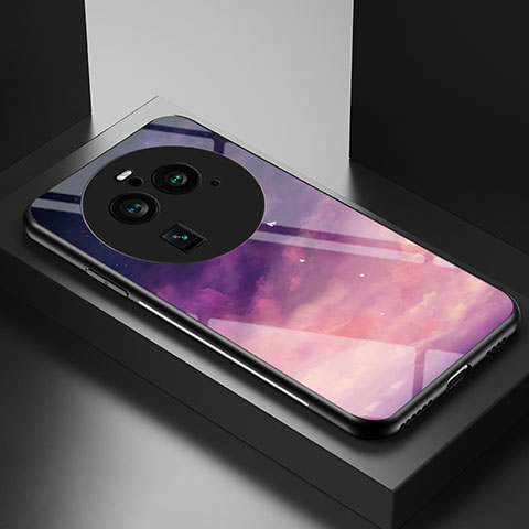 Oppo Find X6 Pro 5G用ハイブリットバンパーケース プラスチック パターン 鏡面 カバー LS2 Oppo パープル