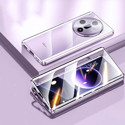 Oppo Find X7 Ultra 5G用ケース 高級感 手触り良い アルミメタル 製の金属製 360度 フルカバーバンパー 鏡面 カバー P03 Oppo ラベンダー