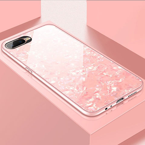 Oppo K1用ハイブリットバンパーケース プラスチック 鏡面 カバー T01 Oppo ピンク