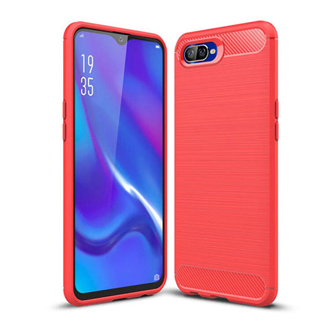 Oppo K1用シリコンケース ソフトタッチラバー ライン カバー C01 Oppo レッド