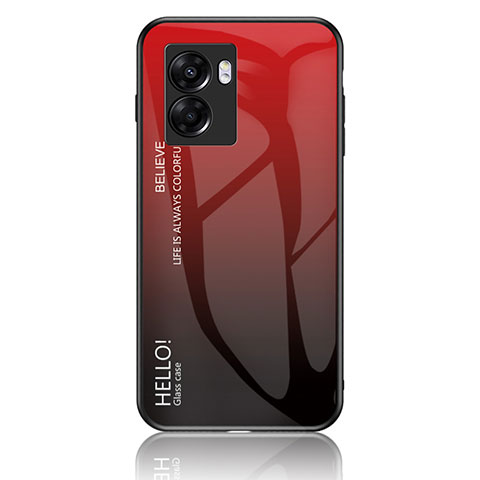 Oppo K10 5G India用ハイブリットバンパーケース プラスチック 鏡面 虹 グラデーション 勾配色 カバー LS1 Oppo レッド