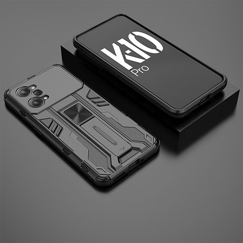 Oppo K10 Pro 5G用ハイブリットバンパーケース スタンド プラスチック 兼シリコーン カバー マグネット式 T02 Oppo ブラック