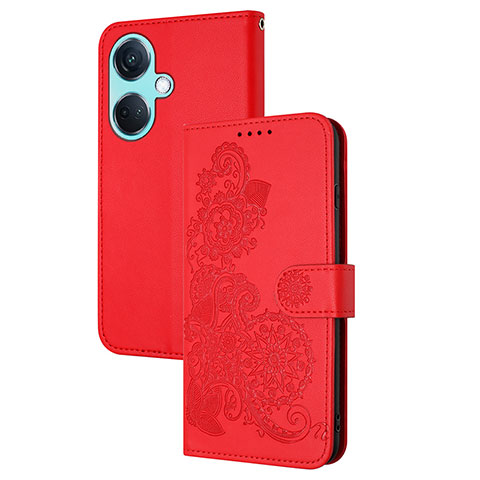 Oppo K11 5G用手帳型 レザーケース スタンド 花 カバー Y01X Oppo レッド