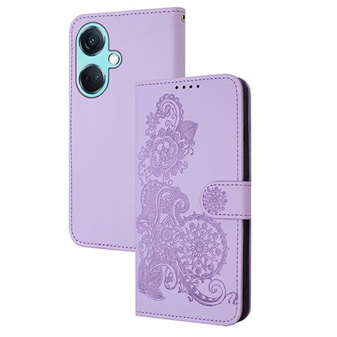 Oppo K11 5G用手帳型 レザーケース スタンド 花 カバー Y01X Oppo パープル