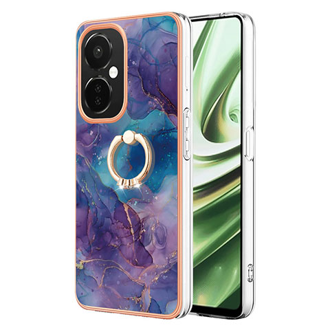 Oppo K11x 5G用シリコンケース ソフトタッチラバー バタフライ パターン カバー アンド指輪 Y01B Oppo パープル