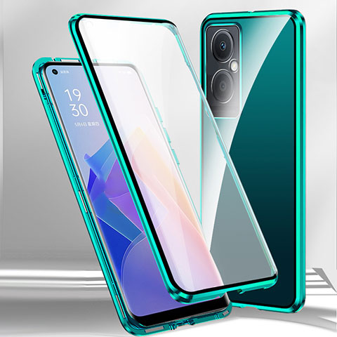 Oppo K11x 5G用ケース 高級感 手触り良い アルミメタル 製の金属製 360度 フルカバーバンパー 鏡面 カバー P01 Oppo グリーン