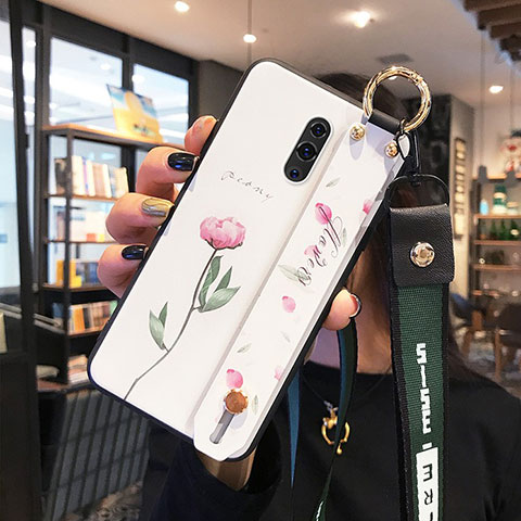 Oppo K3用ハイブリットバンパーケース プラスチック 鏡面 花 カバー Oppo ホワイト