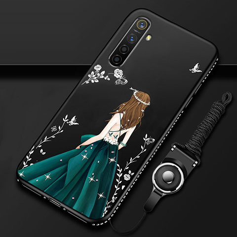 Oppo K5用シリコンケース ソフトタッチラバー バタフライ ドレスガール ドレス少女 カバー Oppo ブラック