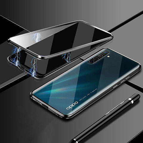 Oppo K5用ケース 高級感 手触り良い アルミメタル 製の金属製 360度 フルカバーバンパー 鏡面 カバー M02 Oppo ブラック