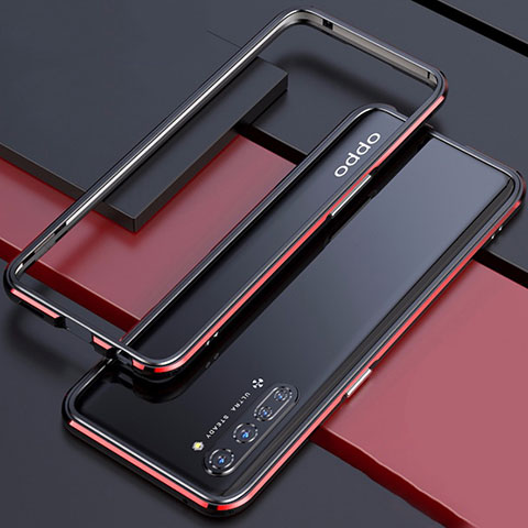 Oppo K7 5G用ケース 高級感 手触り良い アルミメタル 製の金属製 バンパー カバー Oppo レッド