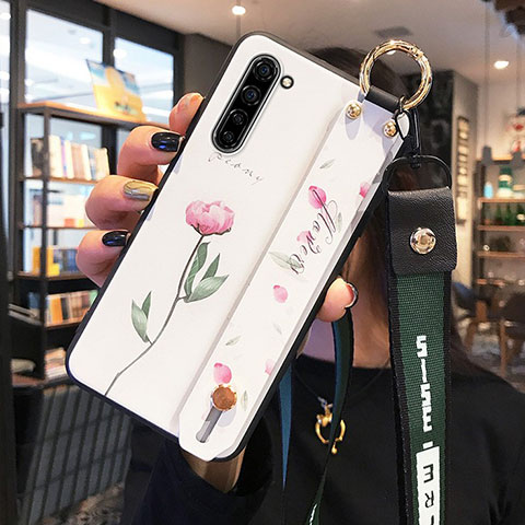 Oppo K7 5G用シリコンケース ソフトタッチラバー 花 カバー S02 Oppo ピンク