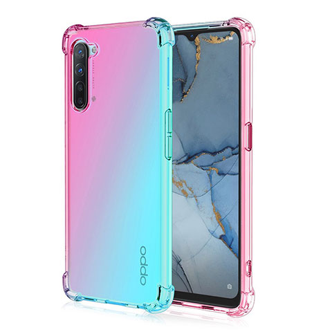 Oppo K7 5G用極薄ソフトケース グラデーション 勾配色 クリア透明 G01 Oppo シアン