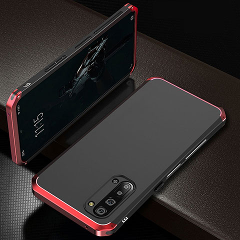 Oppo K7 5G用ケース 高級感 手触り良い アルミメタル 製の金属製 カバー T01 Oppo レッド・ブラック