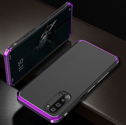 Oppo K7 5G用ケース 高級感 手触り良い アルミメタル 製の金属製 カバー T01 Oppo パープル