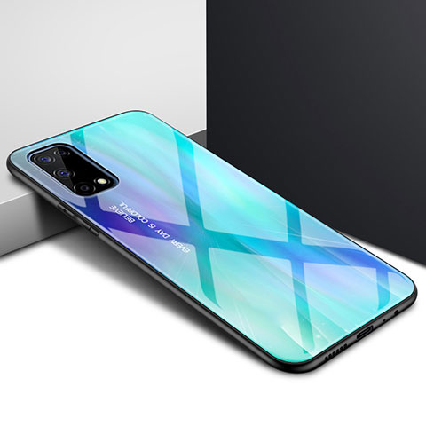 Oppo K7x 5G用ハイブリットバンパーケース プラスチック 鏡面 カバー Oppo シアン