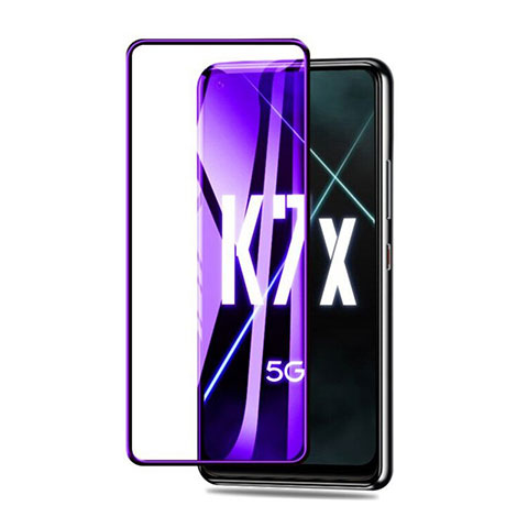 Oppo K7x 5G用強化ガラス フル液晶保護フィルム アンチグレア ブルーライト Oppo ブラック