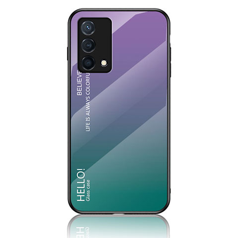 Oppo K9 5G用ハイブリットバンパーケース プラスチック 鏡面 虹 グラデーション 勾配色 カバー LS1 Oppo マルチカラー