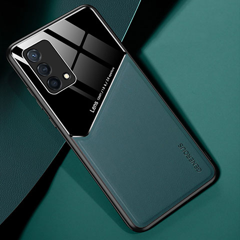 Oppo K9 5G用シリコンケース ソフトタッチラバー レザー柄 アンドマグネット式 Oppo グリーン